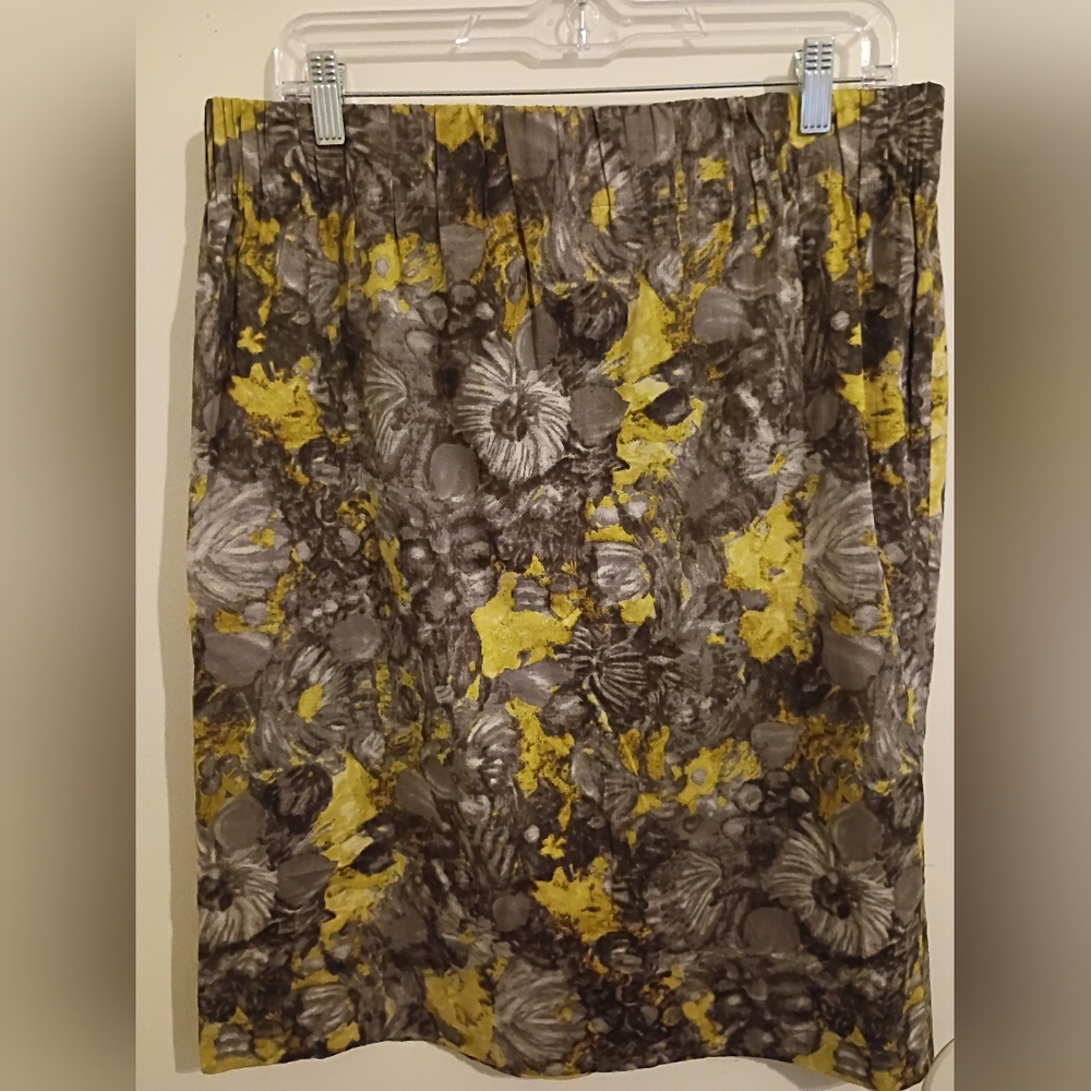 Talbots Yellow and Gray Floral Skirt Sz 12